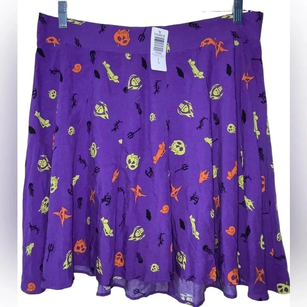 Disney Villains Torrid Halloween Women’s Mini Skater Skirt Challis Purple Size 0 - Picture 8 of 8